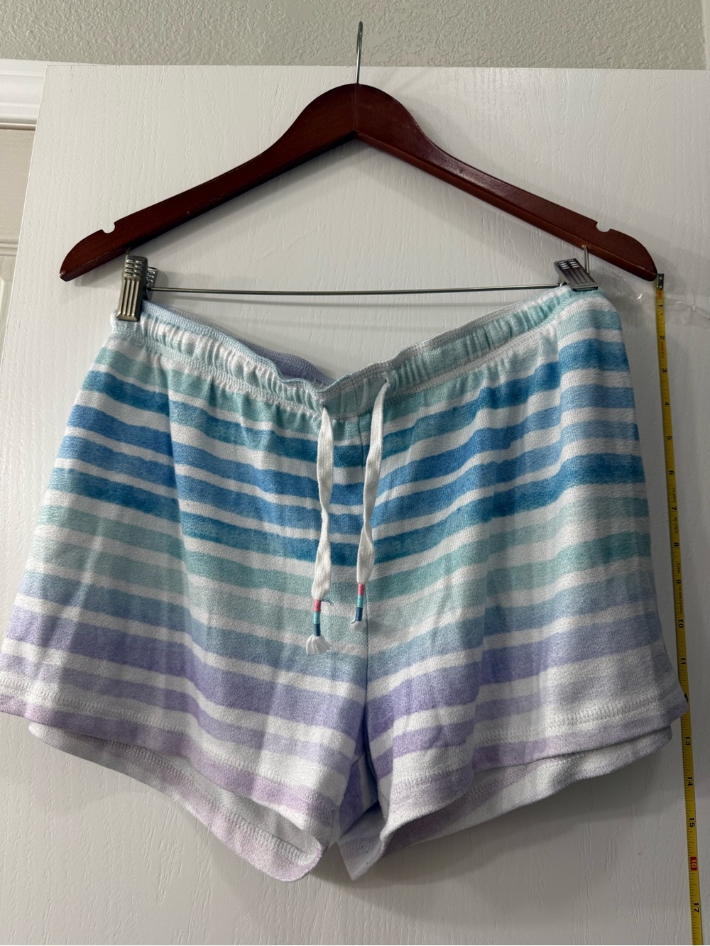 P.J. Salvage Pastel Striped Terry Lounge Shorts - Blue, Mint & Lavender